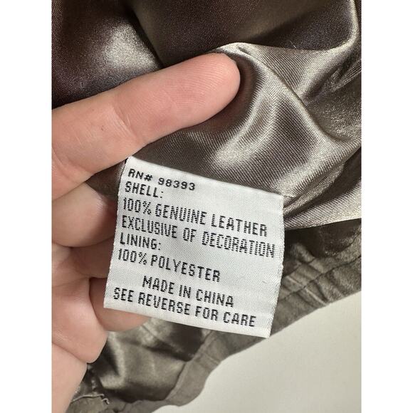 Pamela McCoy 100% Suede Leather Gray Beaded Sequin Zip Jacket Size Large - Picture 6 of 13